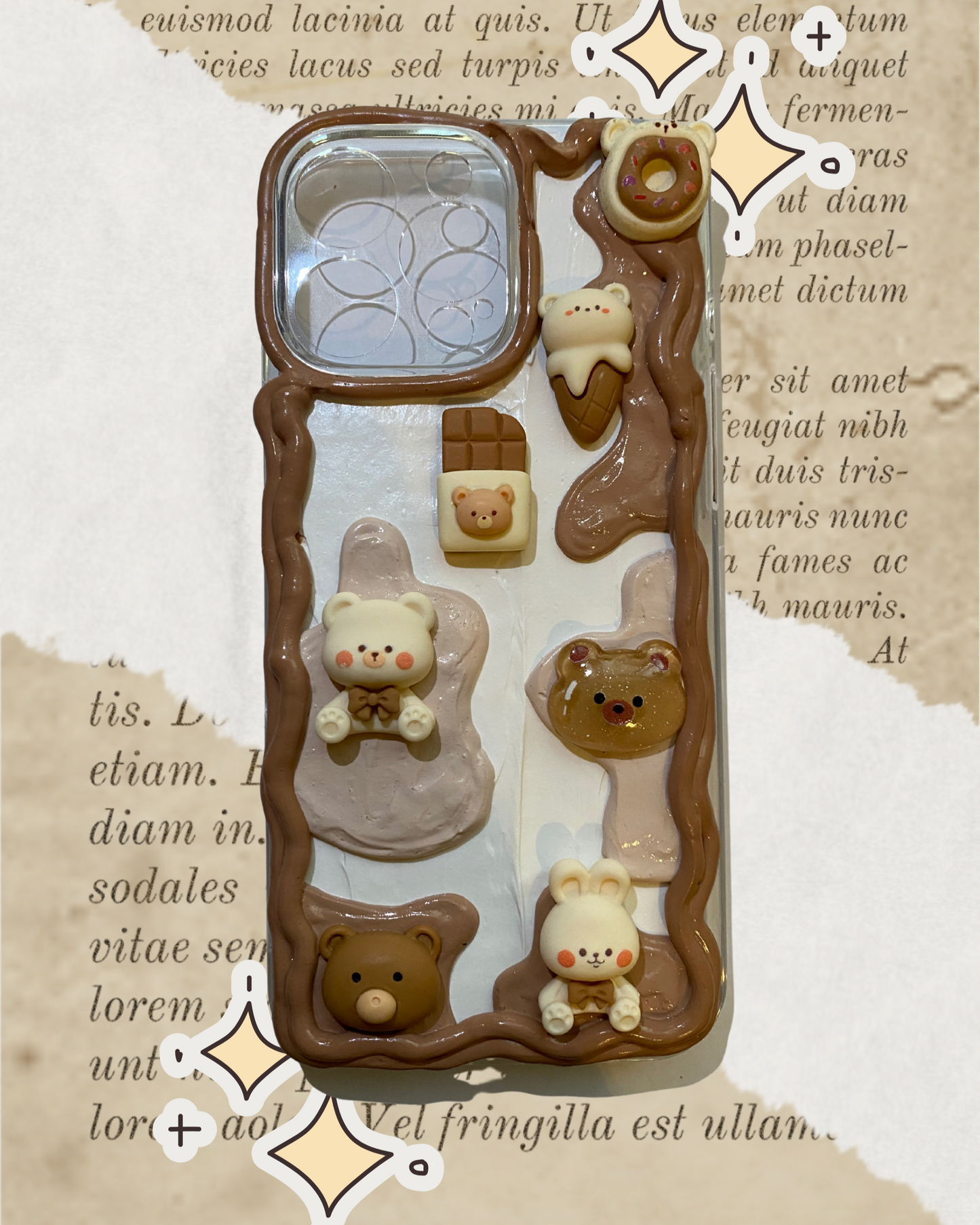 Teddy bears brown and white custom phone case