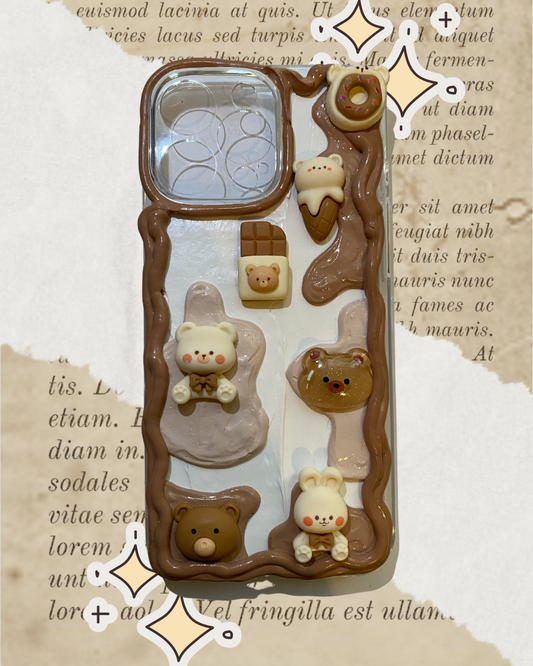 Teddy bears brown and white custom phone case